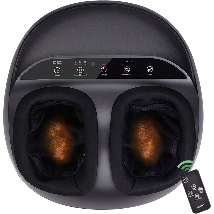 Масажор за крака Renpho RF-FM059R-BK, Шиацу, 48W, черен, с дистанционно управление