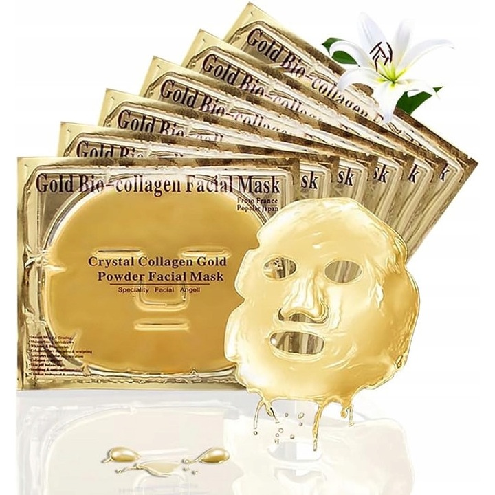 Masca pentru fata GALAX 24 Karat Aur, set 6 bucati, hidratanta, colagen
