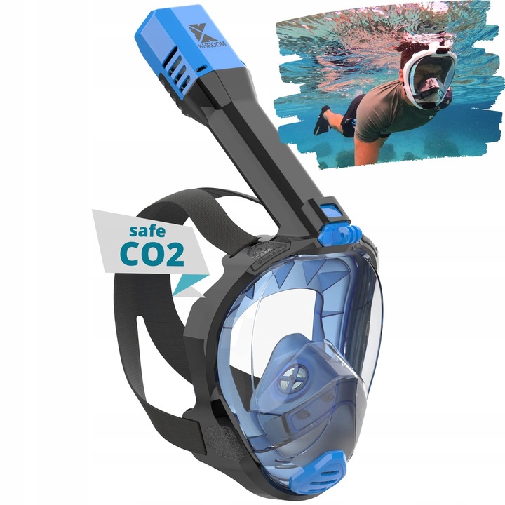 Маска за гмуркане Seaview Pro, синя, размери S/M, за възрастни и деца над 5 години