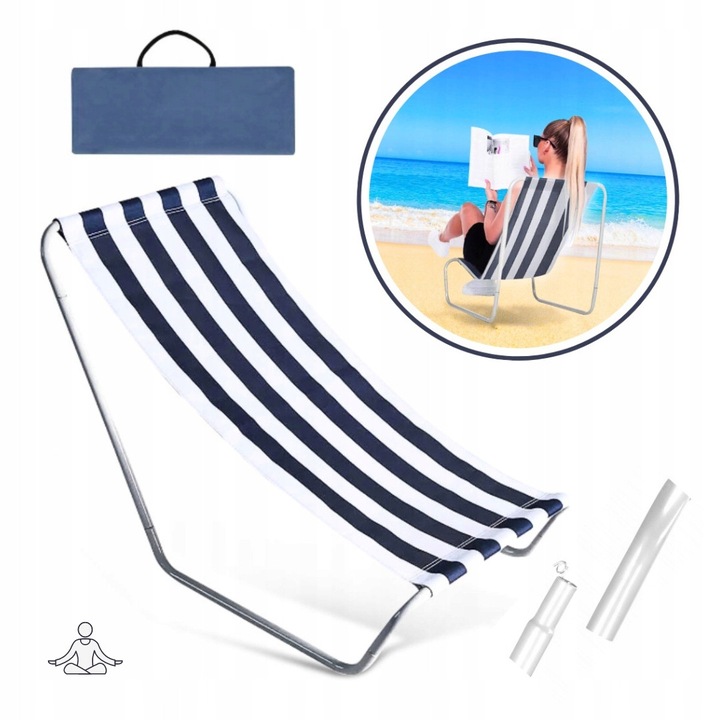 Сгъваем шезлонг, Stazer, къмпинг, гранат и бял, 100кг, комплект с чанта за носене