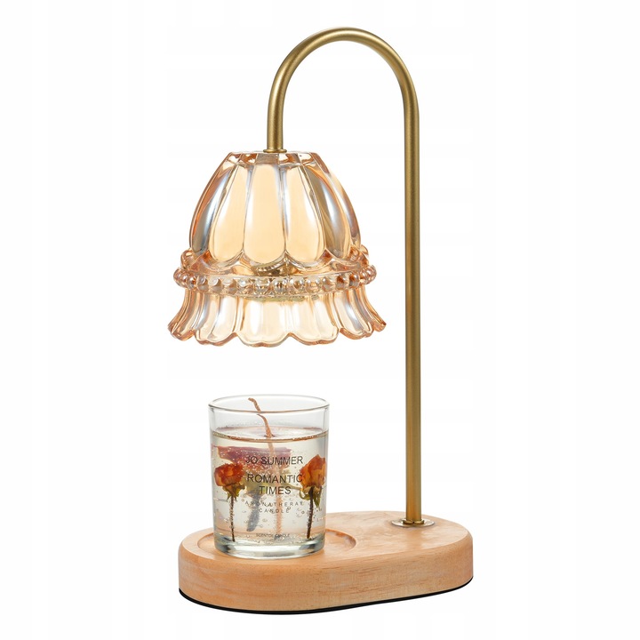 Ароматерапевтична лампа с таймер и димер, регулируема височина, комплект с 2 крушки, кристал и орех, за ароматни свещи