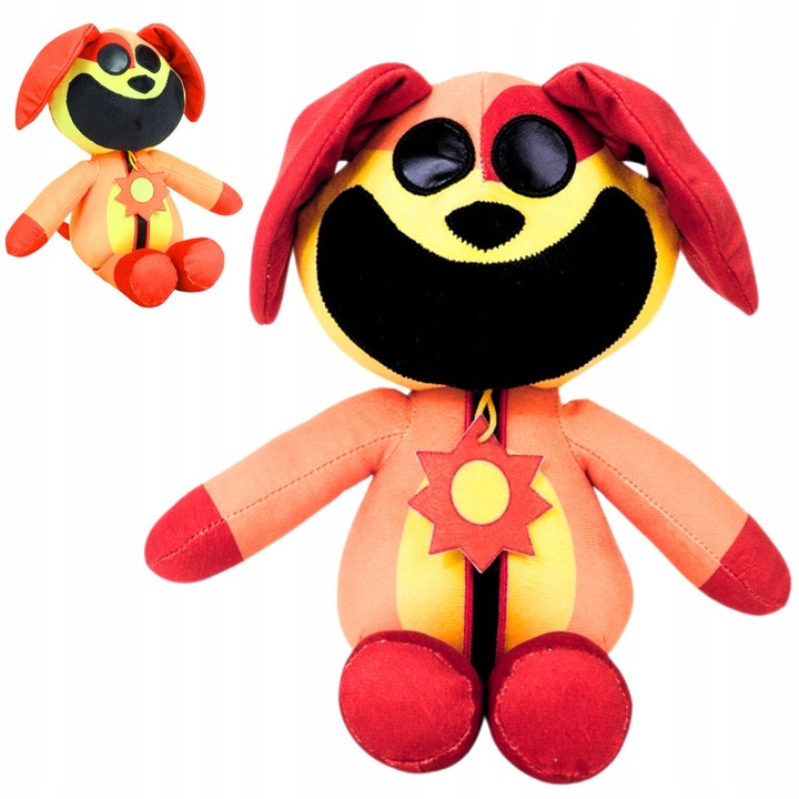 Jucarie de plus DogDay, Poppy Playtime, 30cm, culoare: maro cu rosu, set de mascote Smiling Critters