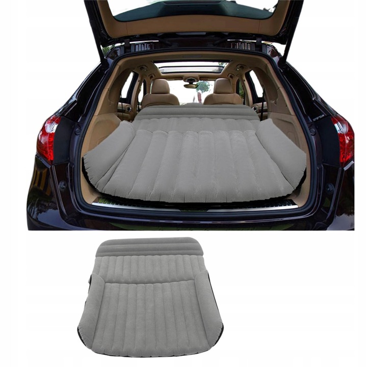 Materac auto, 180x128x12cm, gri, set cu pompa electrica