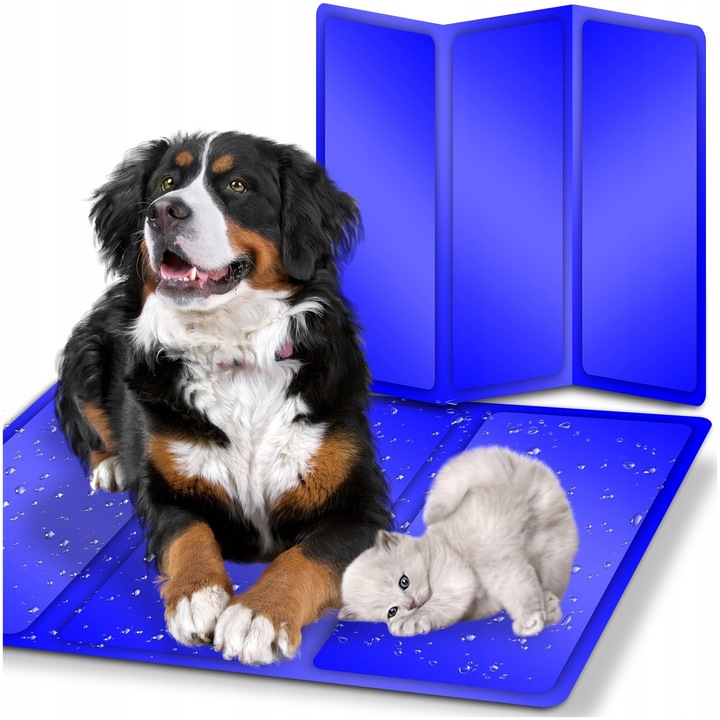 Охлаждаща постелка за кучета и котки, 90x50см, синя, комплект