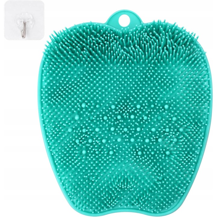 Covoras de baie antiderapant din silicon pentru spalarea picioarelor, 28x24cm, verde, set de masaj si curatare