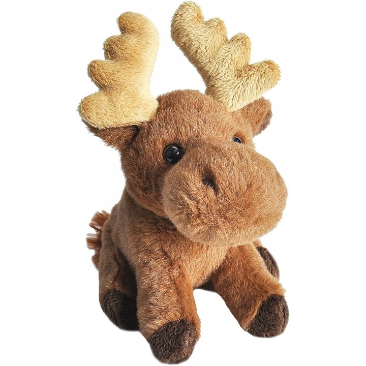 Jucarie de plus, los, 14 cm, din materiale reciclate, culoare maro, fara marca