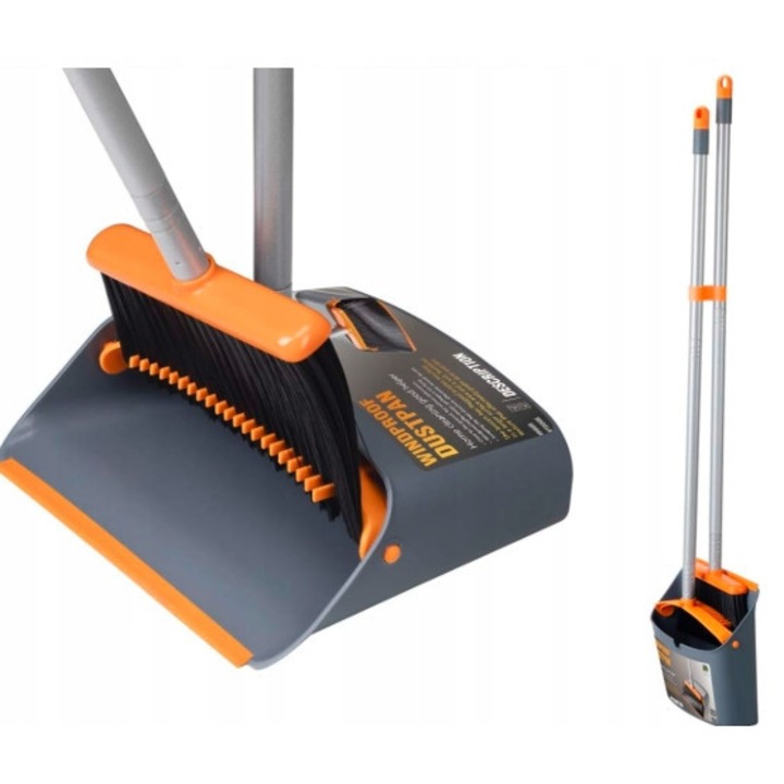 Set mop si faras, 137 cm, portocalie, material ABS si aluminiu