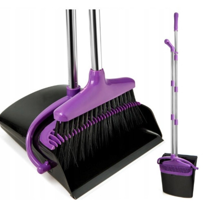 Set matura si faras cu maner lung, 139 cm, 4-straturi PET, negru-violet