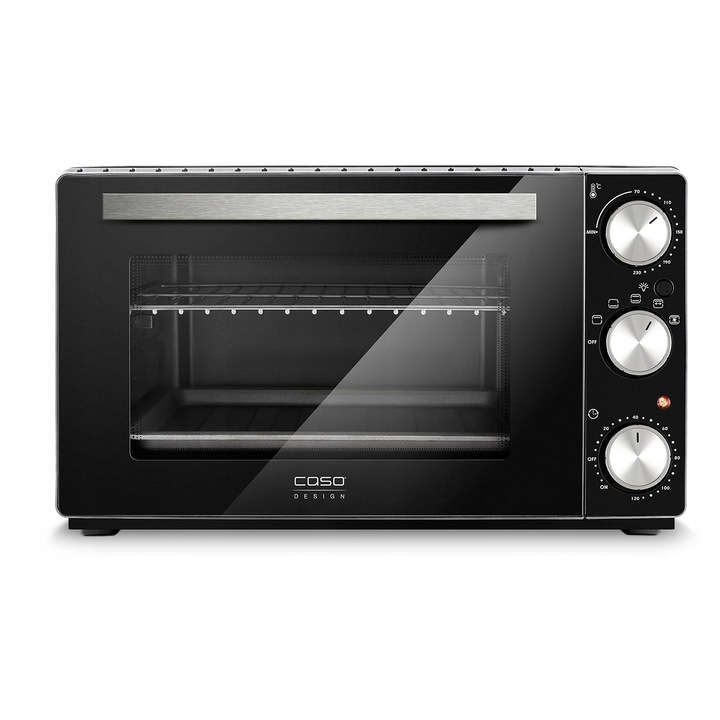 Cuptor electric Caso TO 26 Classic, 26l, 5 functii, negru, set cu piatra pentru pizza si rotisor