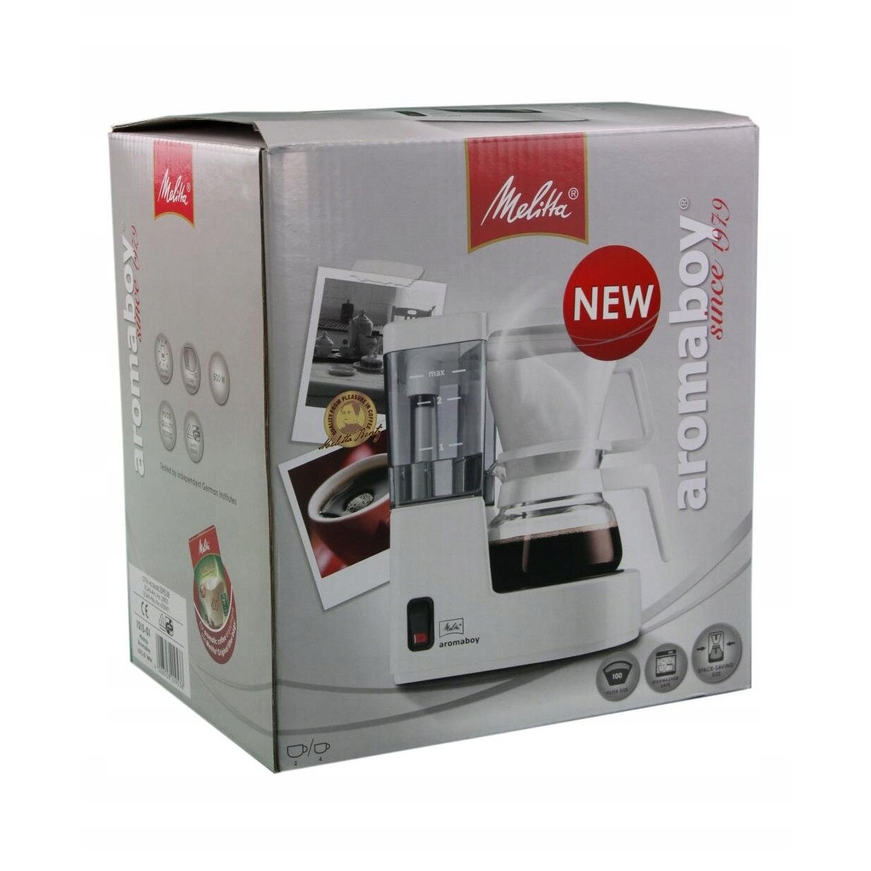 Cafetiera Mica cu Filtru, Alb, 2 Cani, Usor de Curatat, Melitta