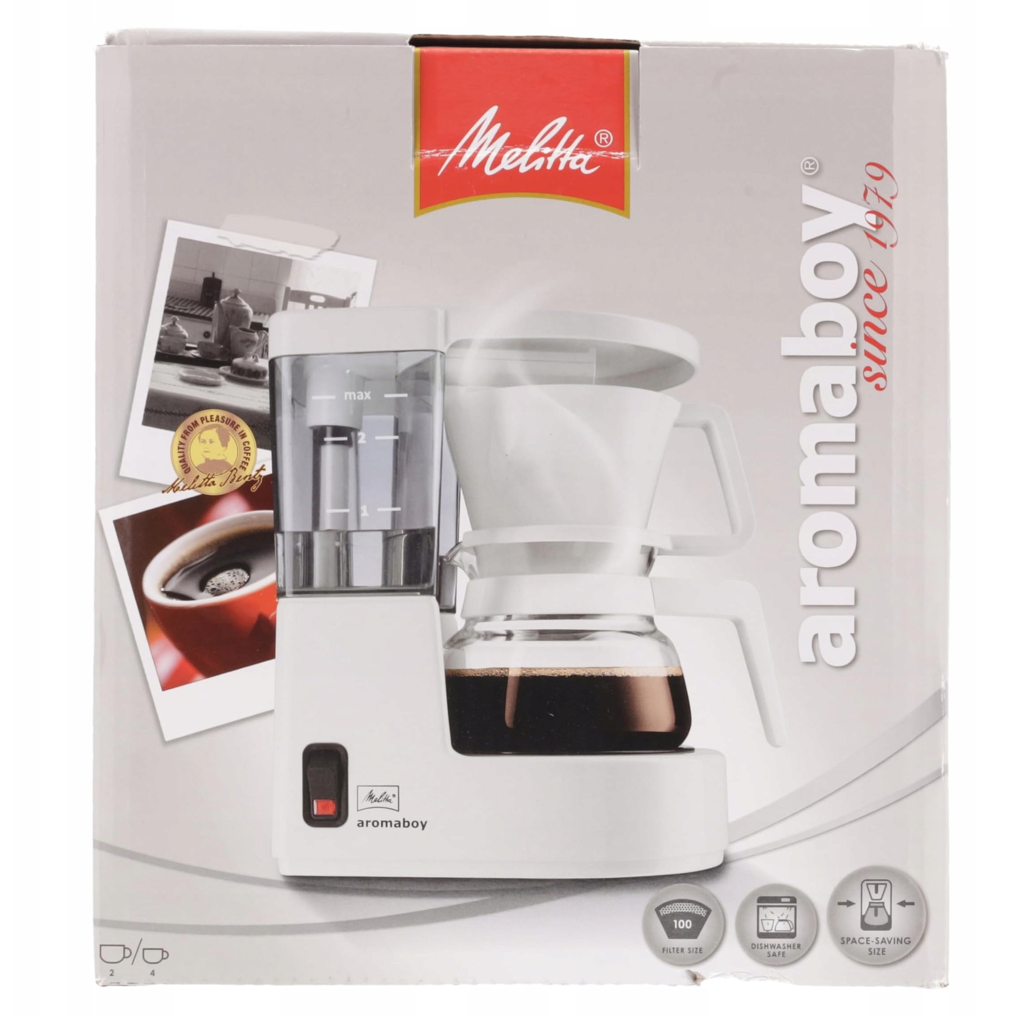 Cafetiera Mica cu Filtru, Alb, 2 Cani, Usor de Curatat, Melitta