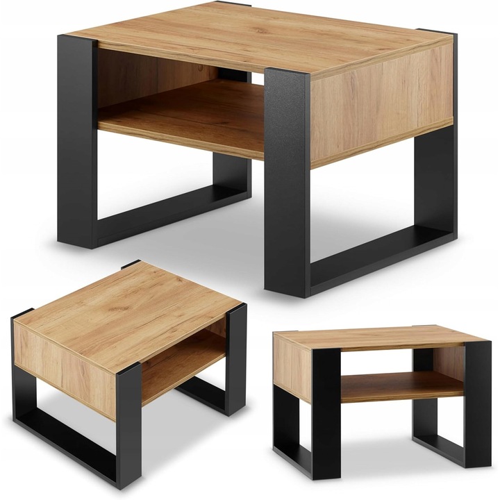 Mese, modern, 65x45cm, natural/drept, set cu loc de depozitare