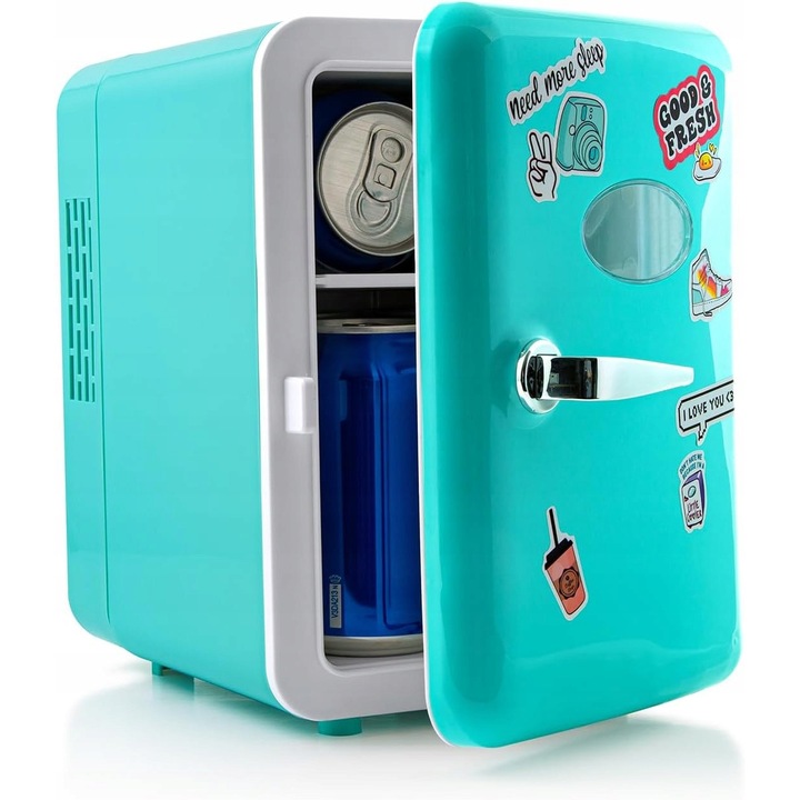 Mini frigider portabil 4L, incarcator USB, dimensiuni 28,5x19x28,5cm, multicolor