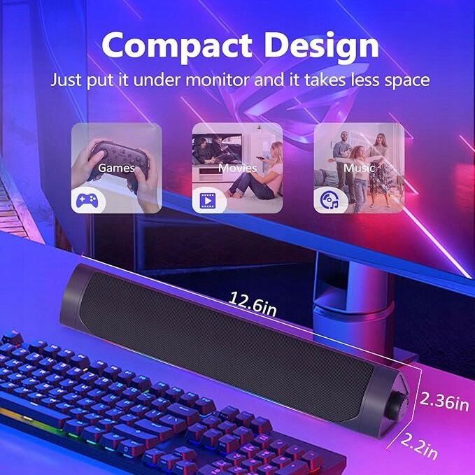 Soundbar mini portabil USB, 5W, stereo, ADELGO