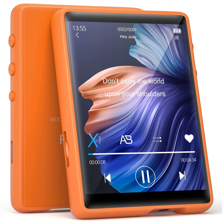 MP3 portabil, 32 GB, Bluetooth 5.0, ecran tactil 2.4", port microSD pana la 128 GB, portocaliu, 7,01x5x0,89 cm