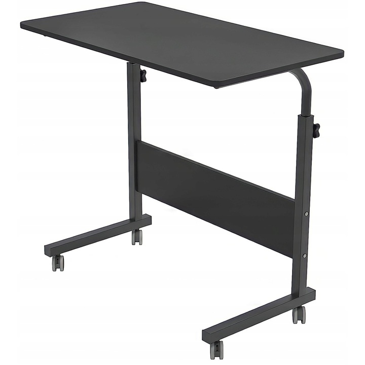 Birou mobil pentru laptop, 80x40cm, inaltime reglabila 70-90cm, negru