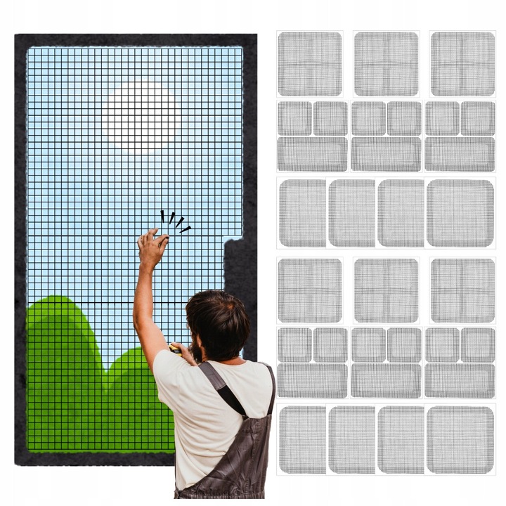 Set 10 foite autocolante pentru repararea plaselor de tantari, rezistente la apa, dimensiuni variate