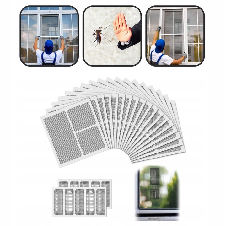 Kit benzi autoadezive pentru reparatie plase insecte, 5cm x 5cm, 20 buc