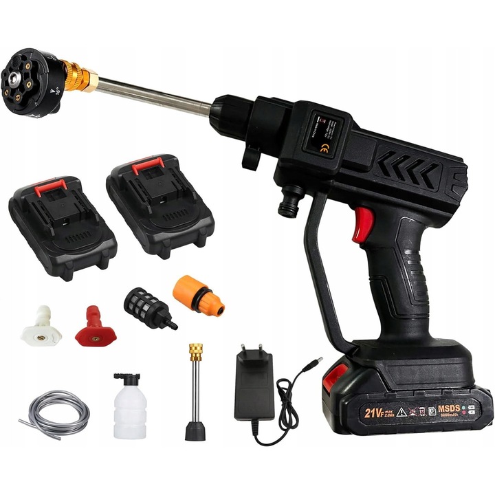 Spalatora cu presiune fara fir, 60 bar, 300 W, 5 duze, portabila, 25,5x25,5x14 cm