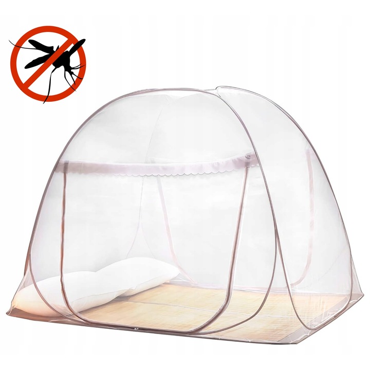 Мрежа против комари за легло, 150x200см, саморазгъваща се, 2 входа, многоцветна, пълен комплект