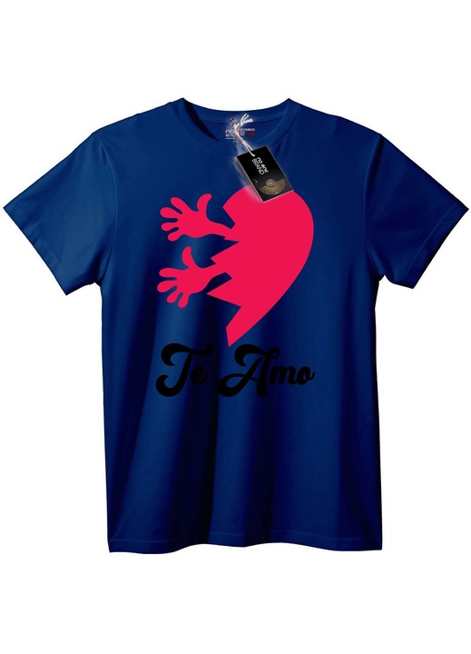 Tricou Inimă cu Mâini 'Te Amo', Bleumarin