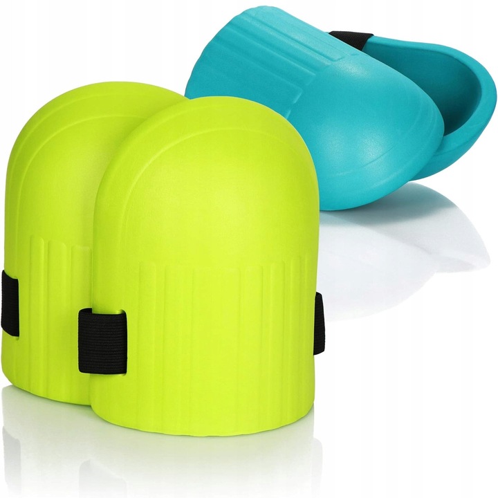Set 2 Genunchiere Gradina EVA 19x14 cm, Negru, Verde Neon, Turcoaz