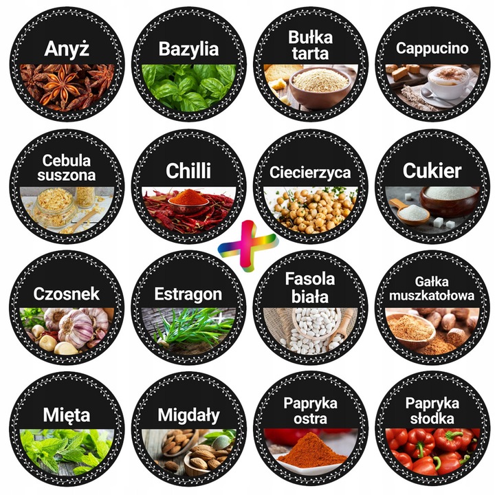 Set etichete autoadezive pentru condimente, 120 buc, 35mm, multicolor