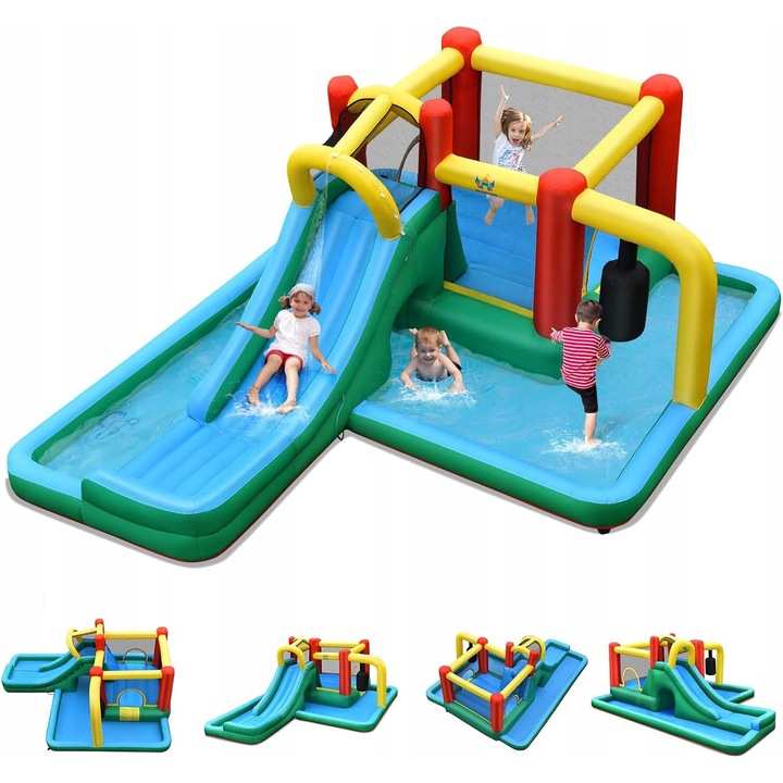 Castel gonflabil cu tobogan, 5 m x 4 m, multicolor