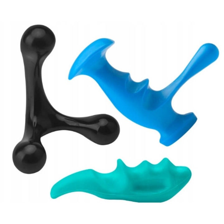 Комплект от 3 ръчни масажора за терапия на тригерни точки, ергономични, компактни, 8x6x4см