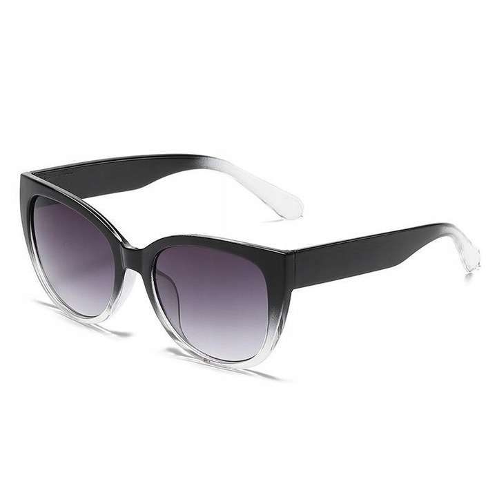 Ochelari de soare dama Ecarla, model PREMIUM, negru transparent, UV 400, 142x54x47mm