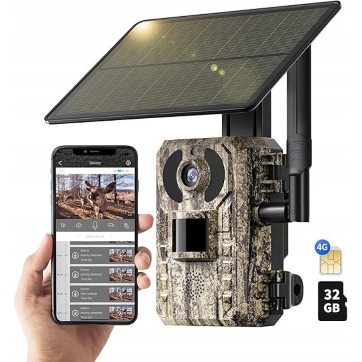 Camera de supraveghere 4G, 2K, solara