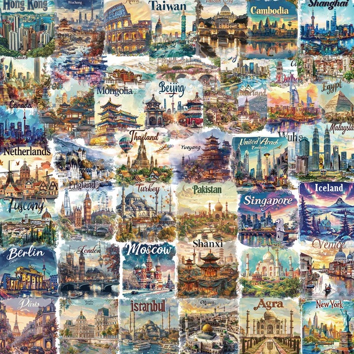 Set 50 stickere decorative, biodegradabile, waterproof, 4cm, multicolor