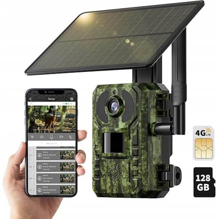 Camera de supraveghere, NUASI4G, 2,7K, 128GB, waterproof