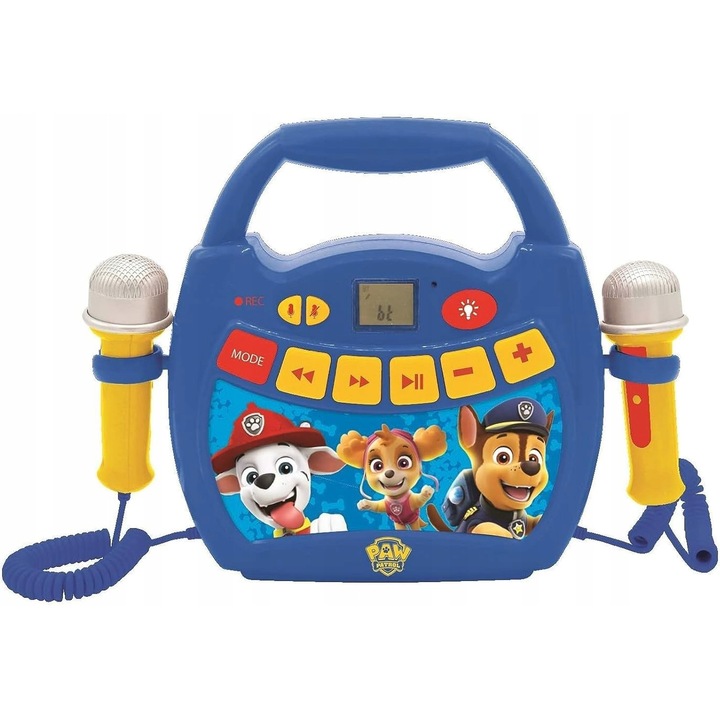 Gyermek karaoke rendszer, 2 mikrofon, fényeffektusok, piros-kék, 3+ év