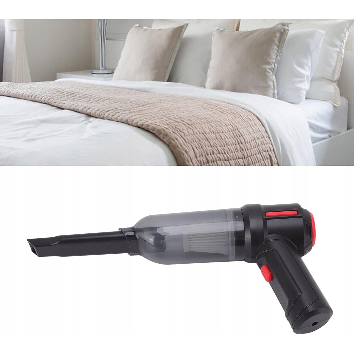 Aspirator de mana fara fir, 120 W, cu filtru HEPA reutilizabil, portabil, 1l, negru