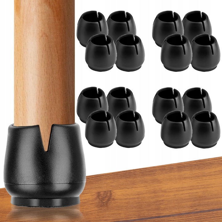 Set 16 protectii pentru picioare scaune, negru, 25-29mm
