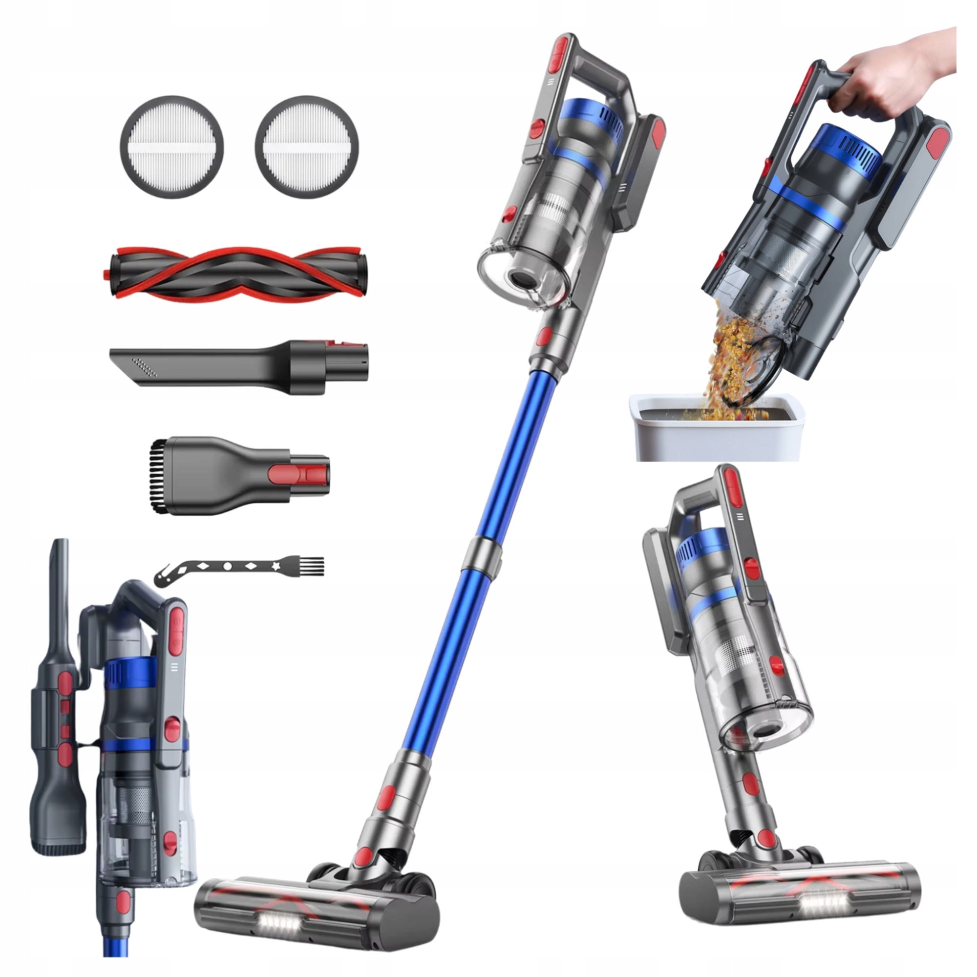 Aspirator vertical fara fir Buture JR500, 450W, 36kPa, 3 trepte, 55 minute autonomie, 1,2L, cu iluminare LED