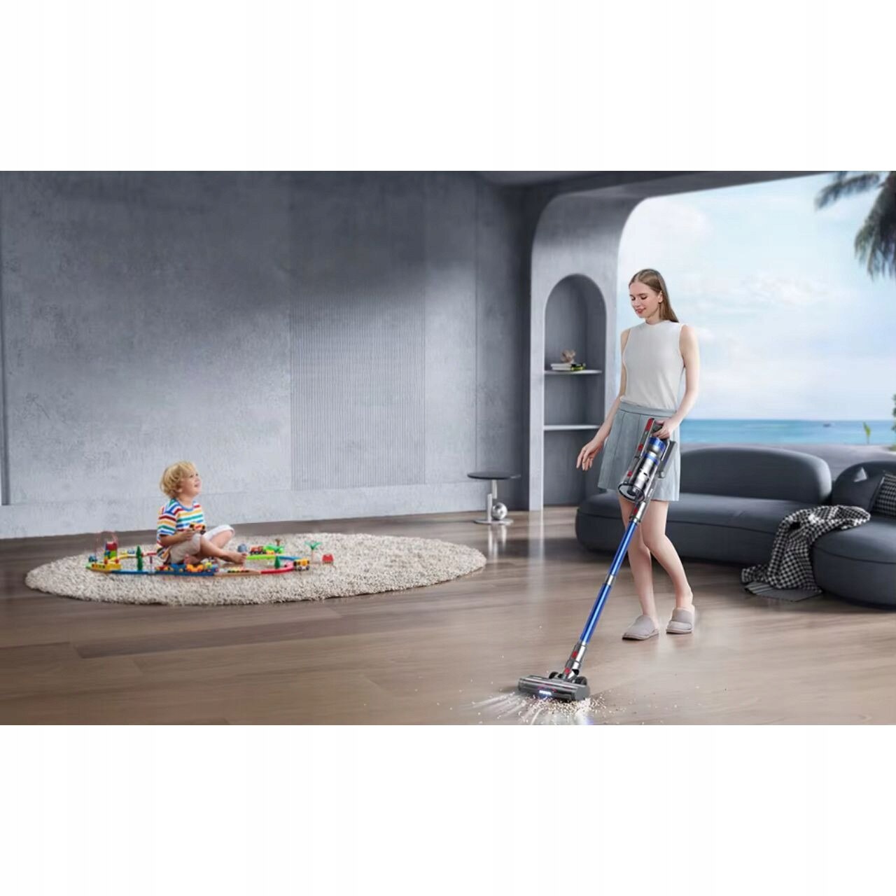 Aspirator vertical fara fir Buture JR500, 450W, 36kPa, 3 trepte, 55 minute autonomie, 1,2L, cu iluminare LED