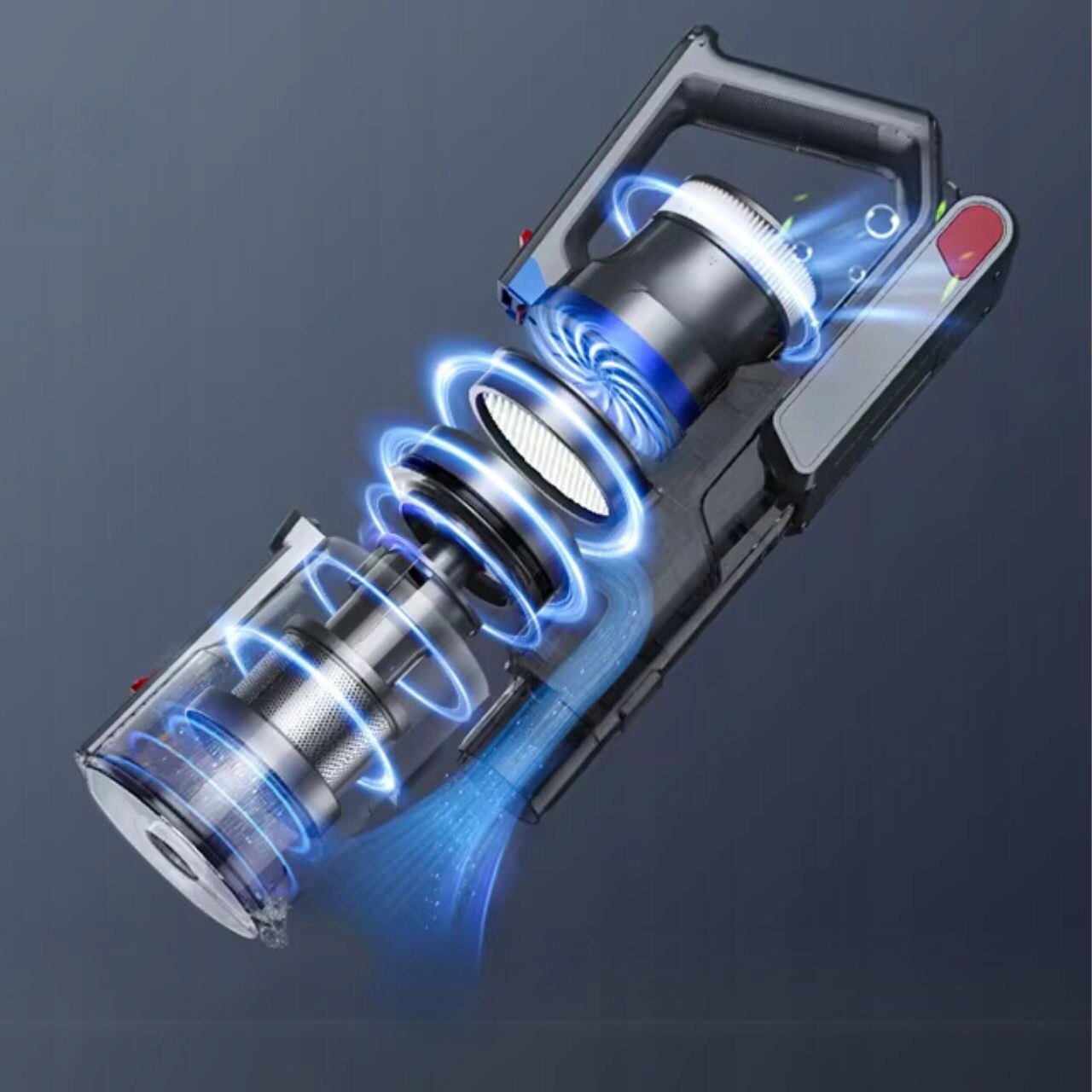 Aspirator vertical fara fir Buture JR500, 450W, 36kPa, 3 trepte, 55 minute autonomie, 1,2L, cu iluminare LED