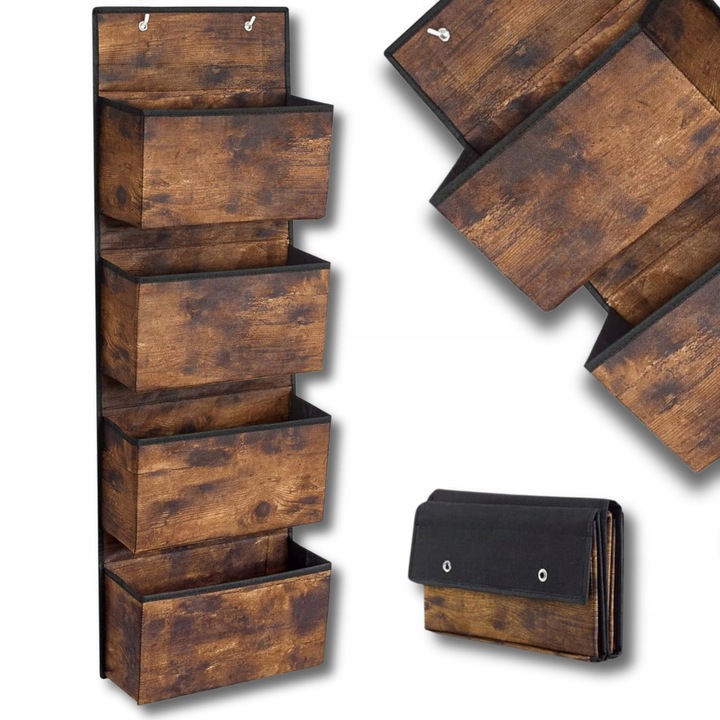 Songmics függő tároló ajtóra, 4 rekeszes, vintage barna színű, 12x33,5x100cm