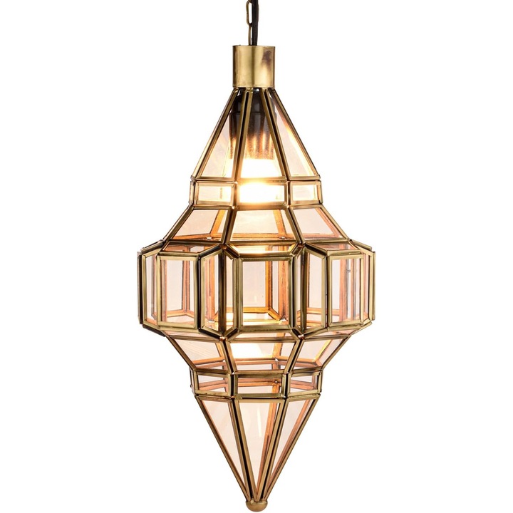 Мароканска висяща лампа, 41 см, черна, винтидж стил, ориенталски декор, размери 20x20x40 см