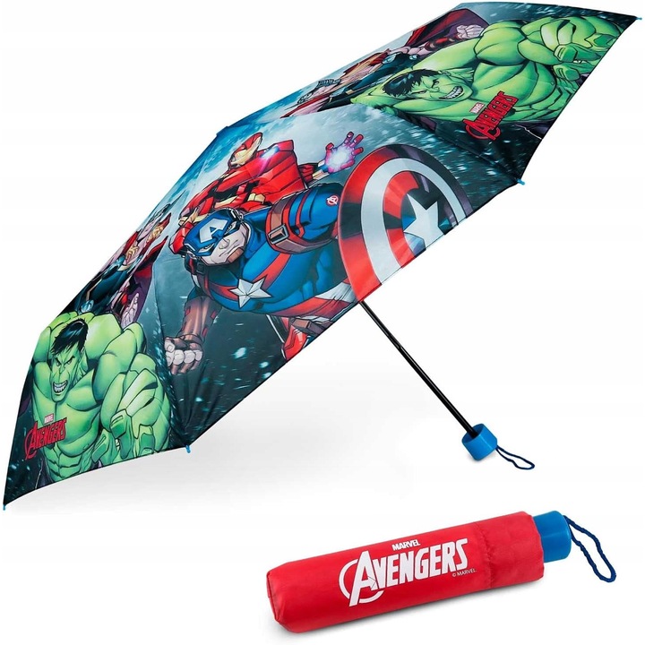 Avengers mintás gyermek esernyő, többszínű, 90cm, védőtokkal
