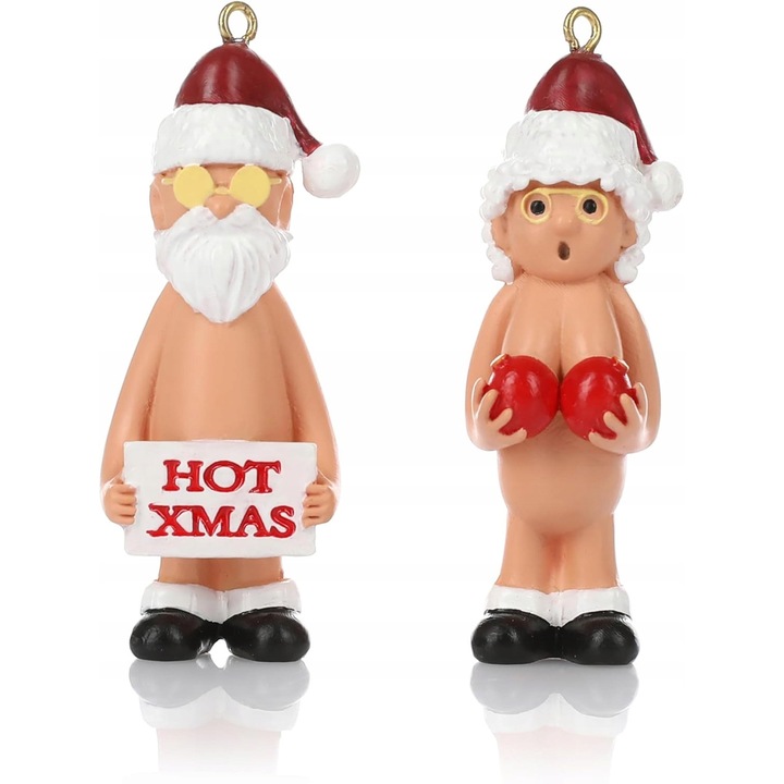 Karácsonyi dekorációs figura szett, 2 darab, 5,5 cm, humoros stílus, többszínű