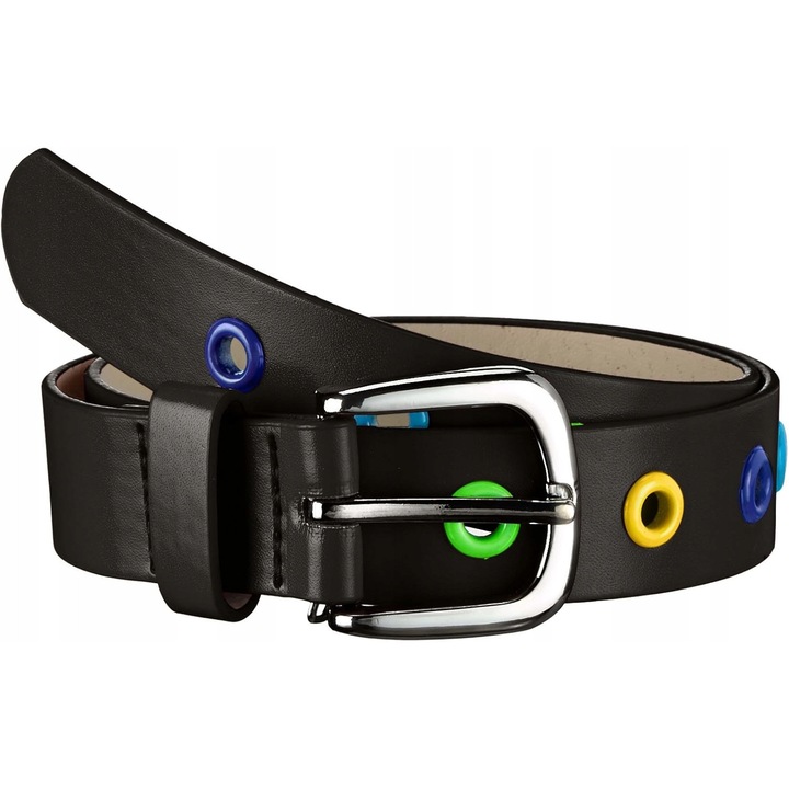 Curea pentru copii, neagra, cu detalii colorate, dimensiuni reglabile 55x75cm