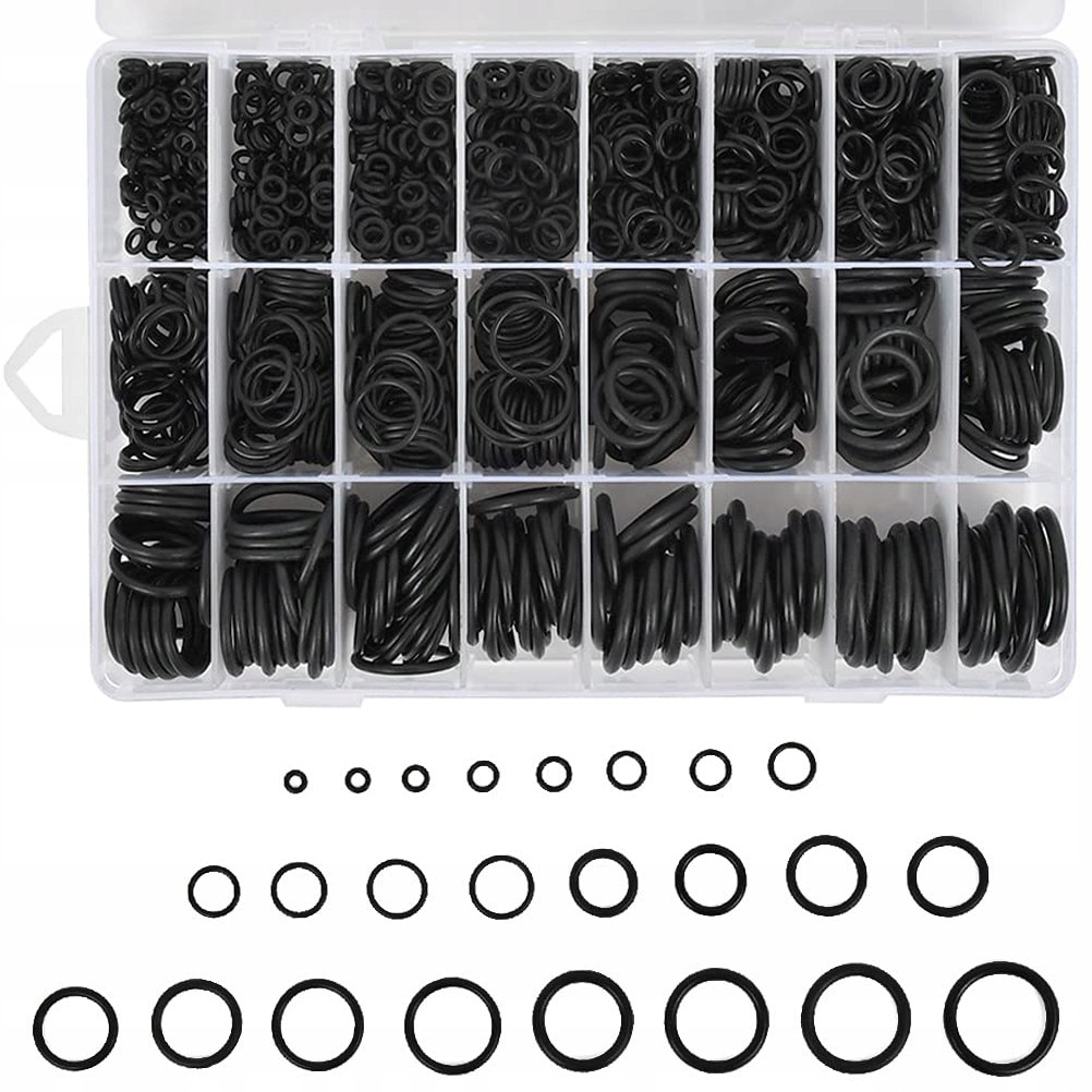 Set O-ringuri, 740 bucati, in cutie organizatoare, rezistente la apa si ...