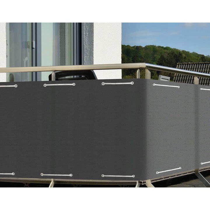 Paravan balcon Sol Royal 90x500 cm, protectie UV, rezistent la intemperii, gri inchis