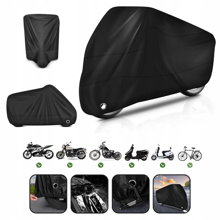 Patura de protectie pentru motocicleta si bicicleta, impermeabila, rezistenta la conditii meteo, dimensiuni 245x105x125cm, set
