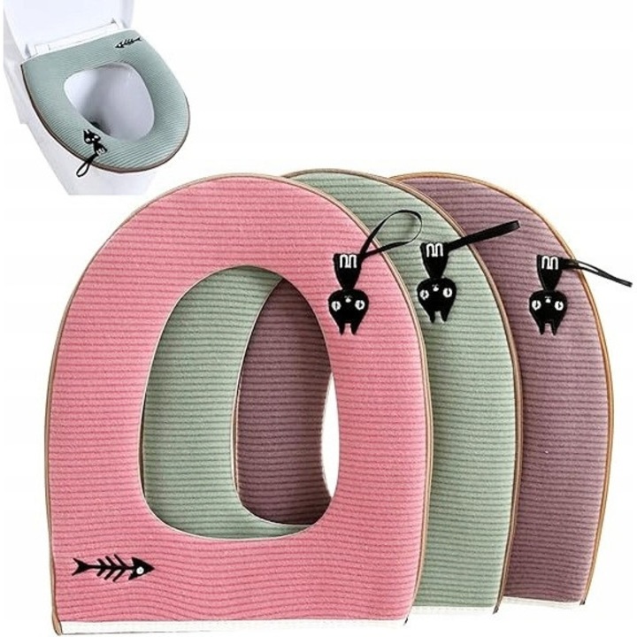 Husa pentru capac de toaleta, verde, 43x37cm, impermeabila, lavabila