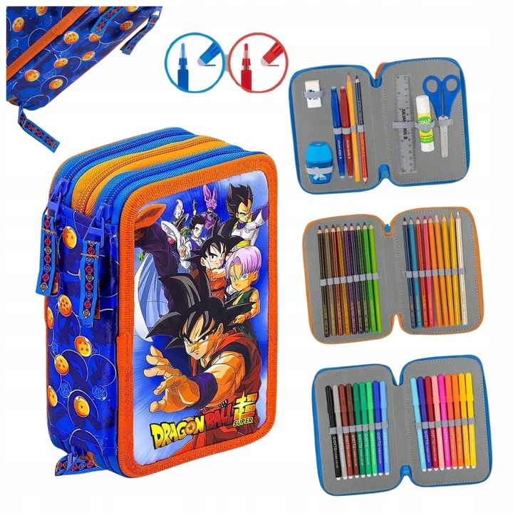 Несесер за деца, 3 отделения, 45 части, многоцветен, 20x12x7см