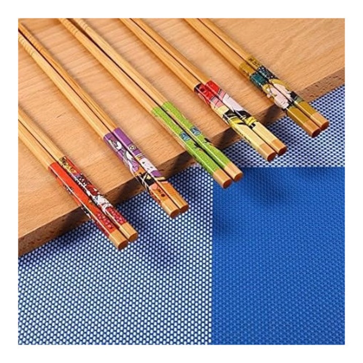 Set palete sushi din bambus, 5 perechi, etui elegant, Yosoo